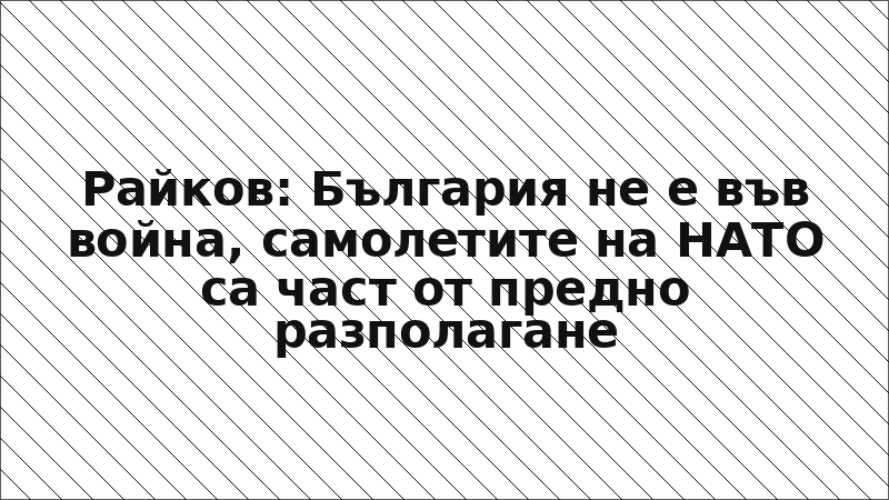 Райков: България не е във война, самолетите на НАТО са част от предно разполагане
