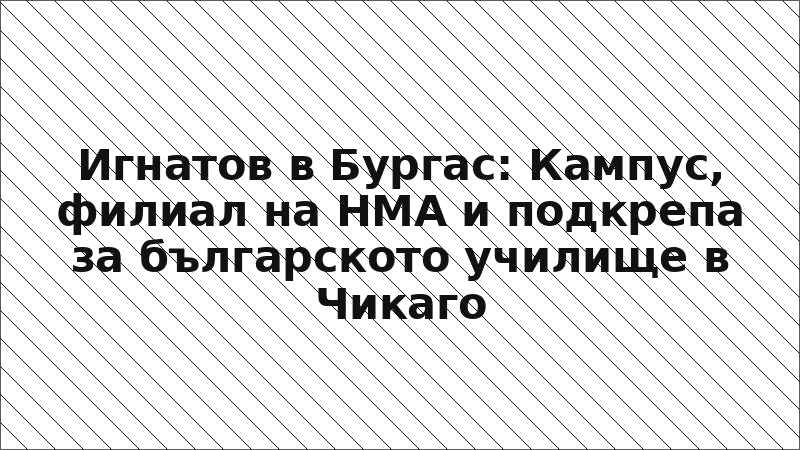 Игнатов в Бургас: Кампус, филиал на НМА и подкрепа за българското училище в Чикаго