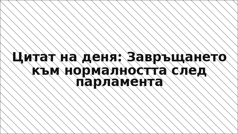 Цитат на деня: Завръщането към нормалността след парламента