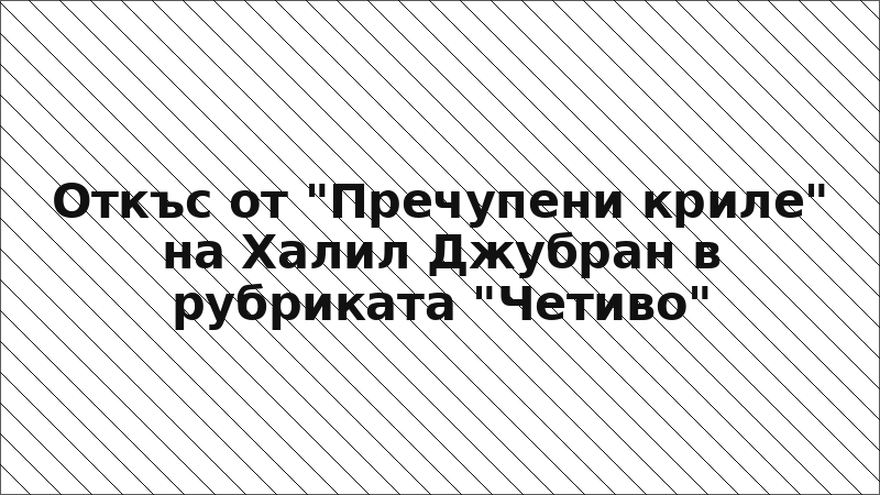 Откъс от "Пречупени криле" на Халил Джубран в рубриката "Четиво"