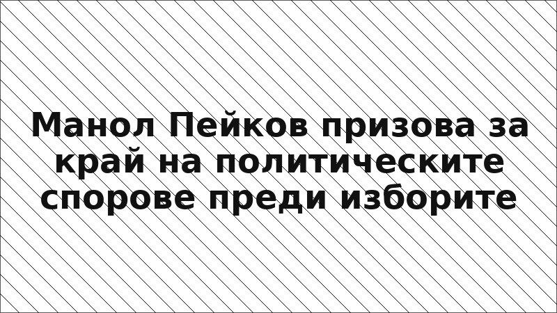 Манол Пейков призова за край на политическите спорове преди изборите