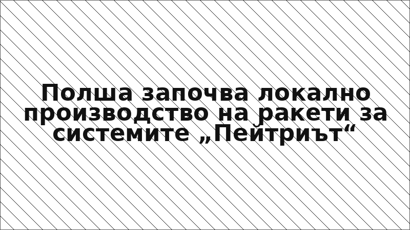 Полша започва локално производство на ракети за системите „Пейтриът“