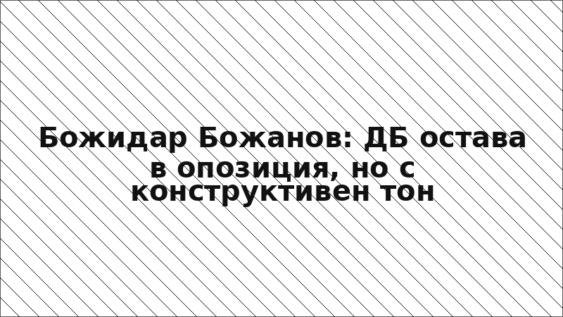 Божидар Божанов: ДБ остава в опозиция, но с конструктивен тон