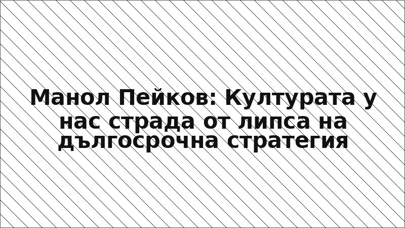 Манол Пейков: Културата у нас страда от липса на дългосрочна стратегия