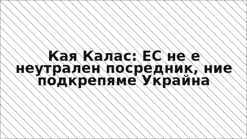 Кая Калас: ЕС не е неутрален посредник, ние подкрепяме Украйна