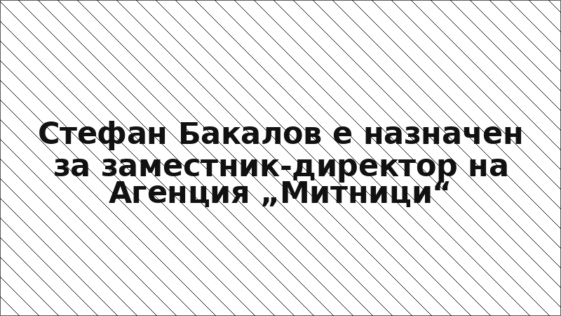Стефан Бакалов е назначен за заместник-директор на Агенция „Митници“