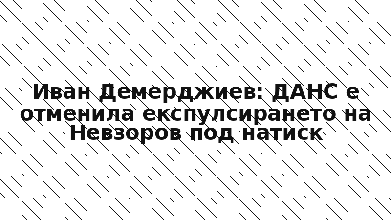 Иван Демерджиев: ДАНС е отменила експулсирането на Невзоров под натиск