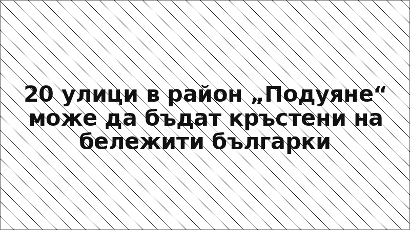 20 улици в район „Подуяне“ може да бъдат кръстени на бележити българки