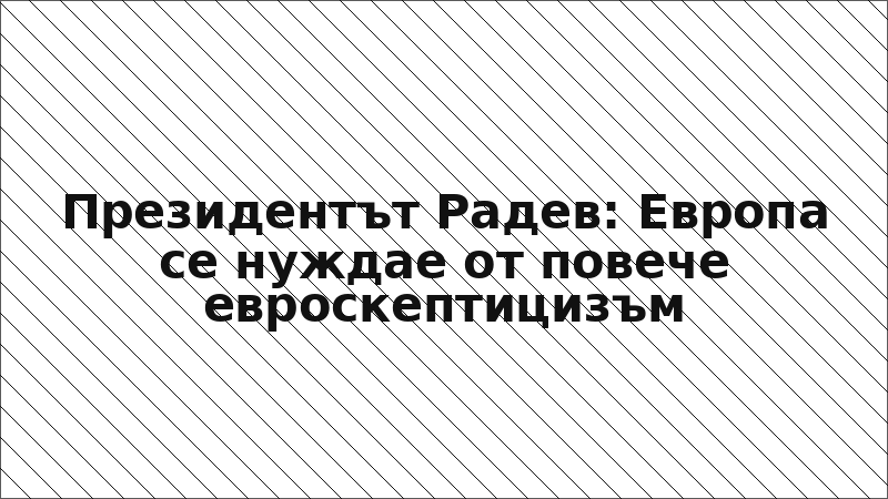 Президентът Радев: Европа се нуждае от повече евроскептицизъм