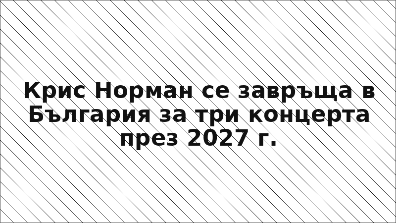 Крис Норман се завръща в България за три концерта през 2027 г.