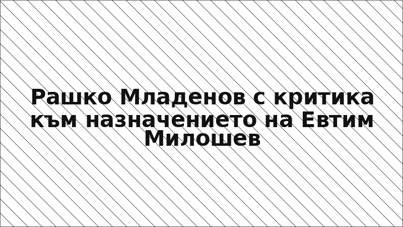 Рашко Младенов с критика към назначението на Евтим Милошев