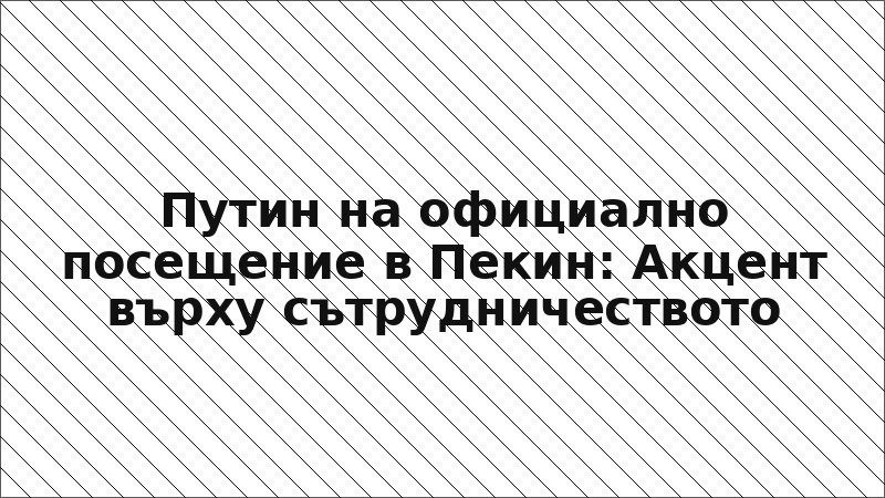 Путин на официално посещение в Пекин: Акцент върху сътрудничеството