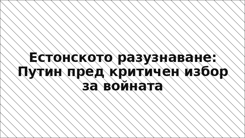 Естонското разузнаване: Путин пред критичен избор за войната