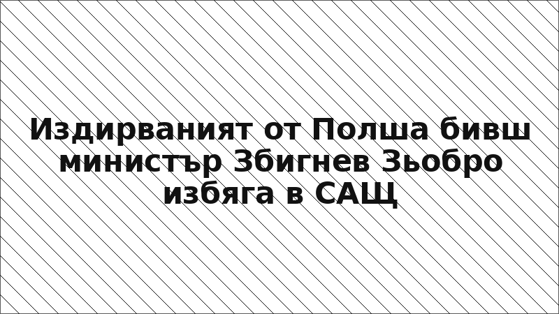 Издирваният от Полша бивш министър Збигнев Зьобро избяга в САЩ