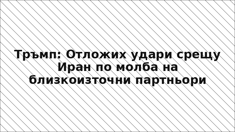 Тръмп: Отложих удари срещу Иран по молба на близкоизточни партньори