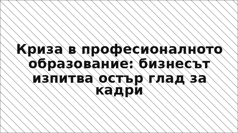 Криза в професионалното образование: бизнесът изпитва остър глад за кадри
