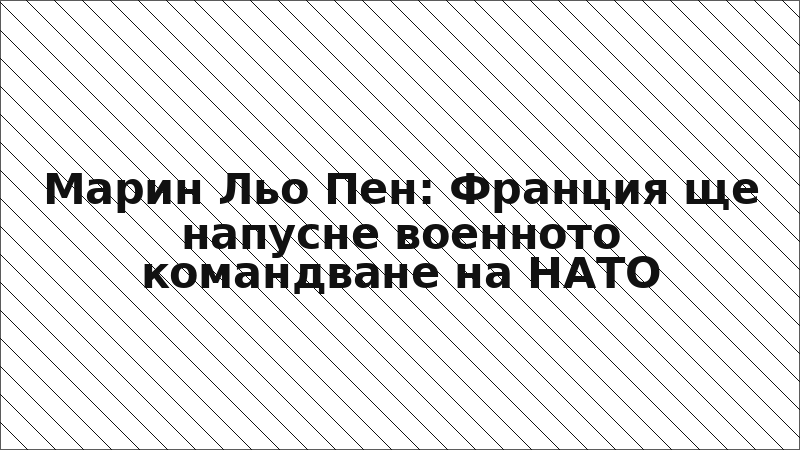 Марин Льо Пен: Франция ще напусне военното командване на НАТО