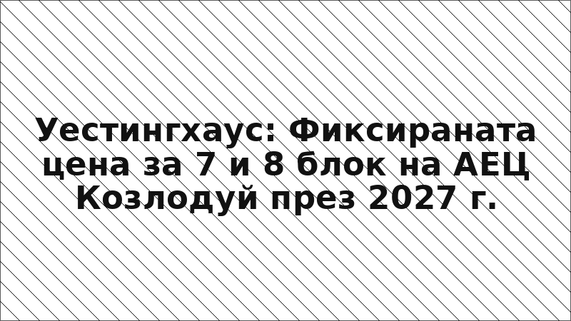 Уестингхаус: Фиксираната цена за 7 и 8 блок на АЕЦ Козлодуй през 2027 г.