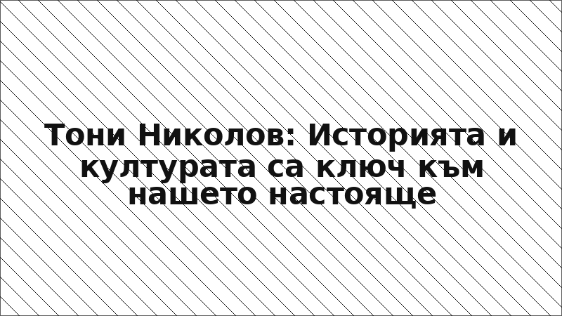 Тони Николов: Историята и културата са ключ към нашето настояще