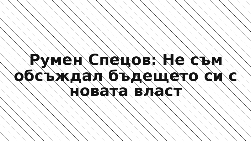 Румен Спецов: Не съм обсъждал бъдещето си с новата власт