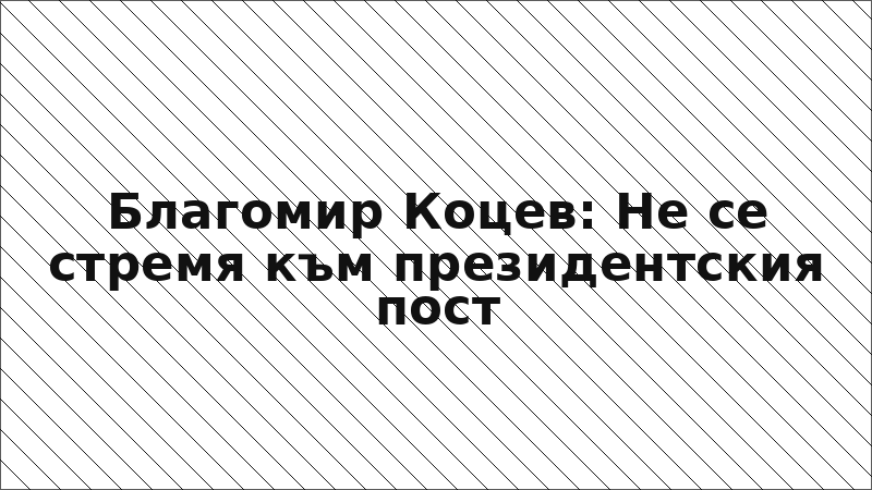 Благомир Коцев: Не се стремя към президентския пост