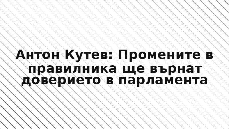 Антон Кутев: Промените в правилника ще върнат доверието в парламента