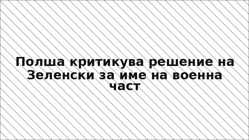 Полша критикува решение на Зеленски за име на военна част