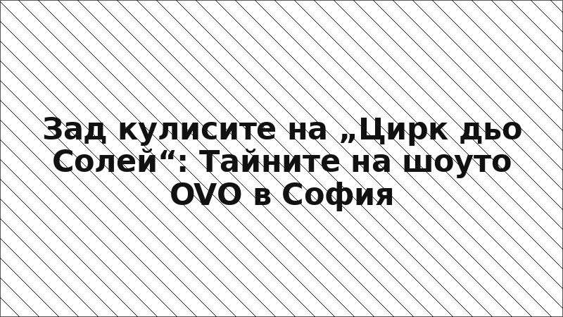 Зад кулисите на „Цирк дьо Солей“: Тайните на шоуто OVO в София