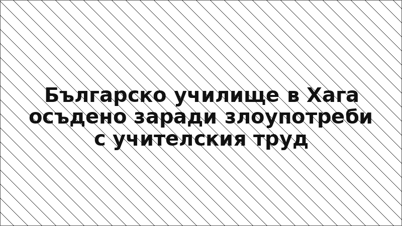Българско училище в Хага осъдено заради злоупотреби с учителския труд