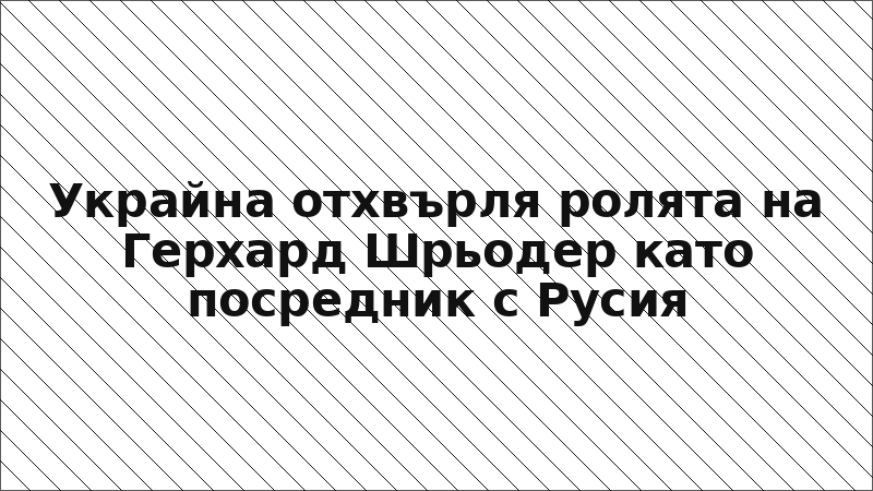 Украйна отхвърля ролята на Герхард Шрьодер като посредник с Русия