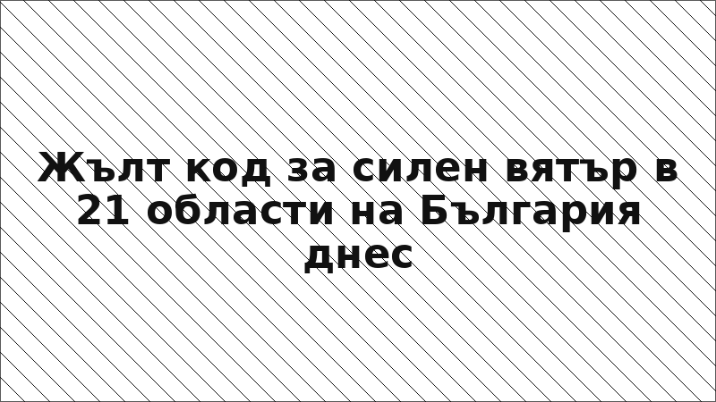 Жълт код за силен вятър в 21 области на България днес