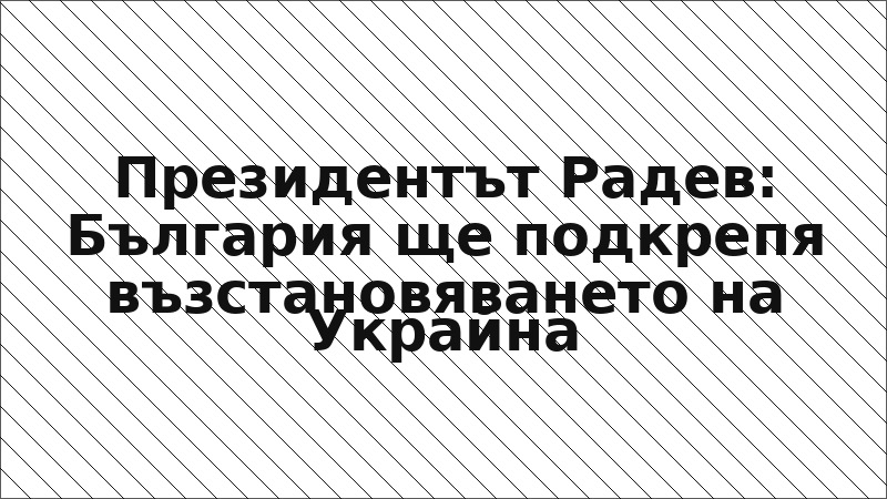 Президентът Радев: България ще подкрепя възстановяването на Украйна