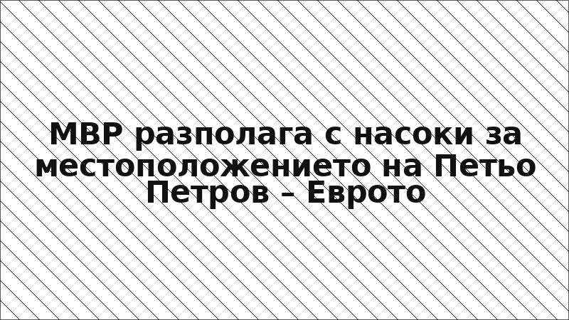 МВР разполага с насоки за местоположението на Петьо Петров – Еврото
