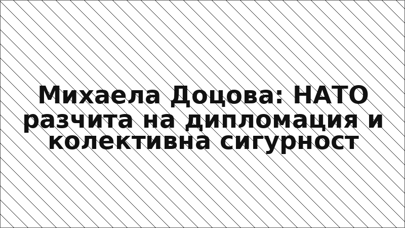 Михаела Доцова: НАТО разчита на дипломация и колективна сигурност