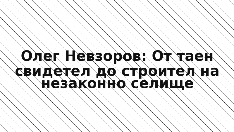 Олег Невзоров: От таен свидетел до строител на незаконно селище