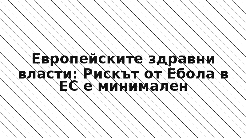 Европейските здравни власти: Рискът от Ебола в ЕС е минимален