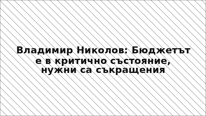 Владимир Николов: Бюджетът е в критично състояние, нужни са съкращения