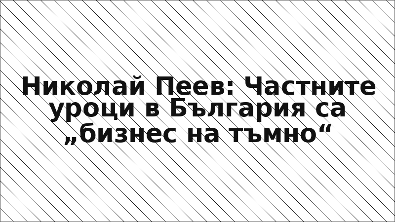 Николай Пеев: Частните уроци в България са „бизнес на тъмно“