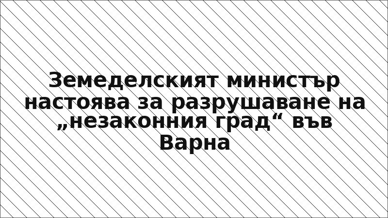 Земеделският министър настоява за разрушаване на „незаконния град“ във Варна