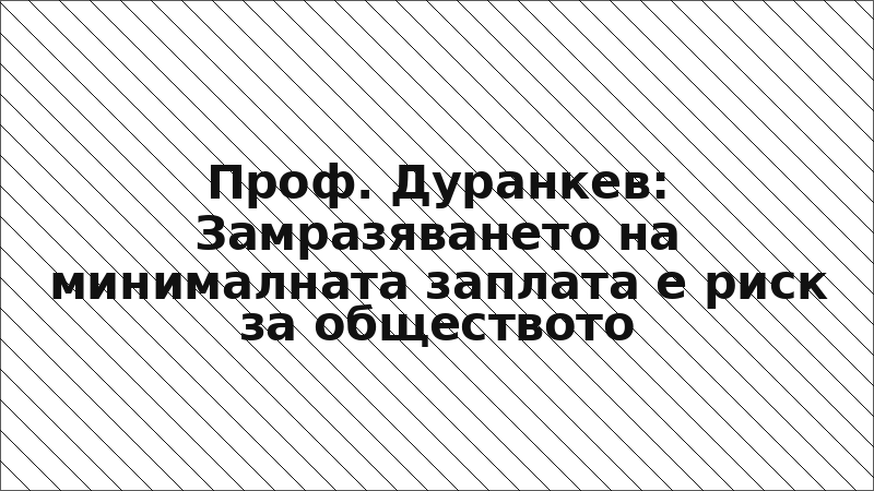 Проф. Дуранкев: Замразяването на минималната заплата е риск за обществото