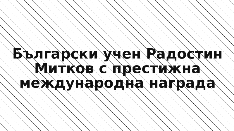 Български учен Радостин Митков с престижна международна награда