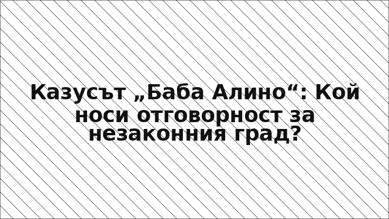 Казусът „Баба Алино“: Кой носи отговорност за незаконния град?