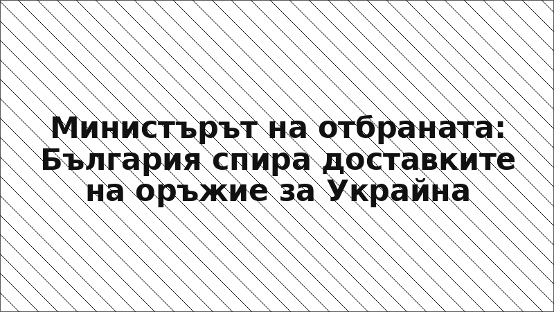Министърът на отбраната: България спира доставките на оръжие за Украйна