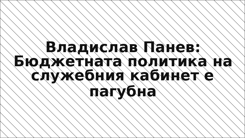 Владислав Панев: Бюджетната политика на служебния кабинет е пагубна