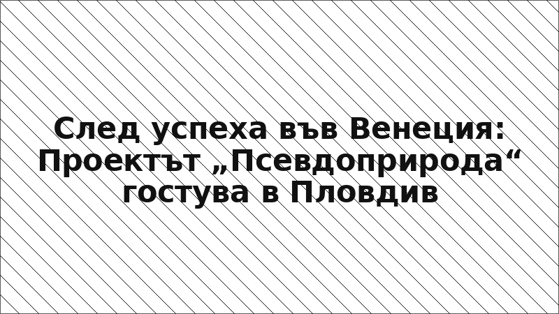 След успеха във Венеция: Проектът „Псевдоприрода“ гостува в Пловдив