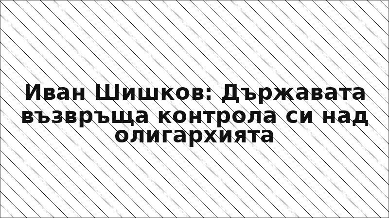 Иван Шишков: Държавата възвръща контрола си над олигархията