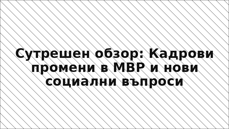 Сутрешен обзор: Кадрови промени в МВР и нови социални въпроси