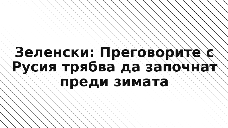 Зеленски: Преговорите с Русия трябва да започнат преди зимата