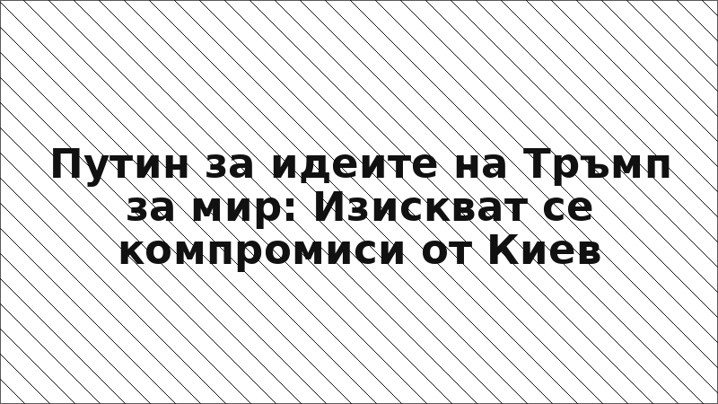 Путин за идеите на Тръмп за мир: Изискват се компромиси от Киев