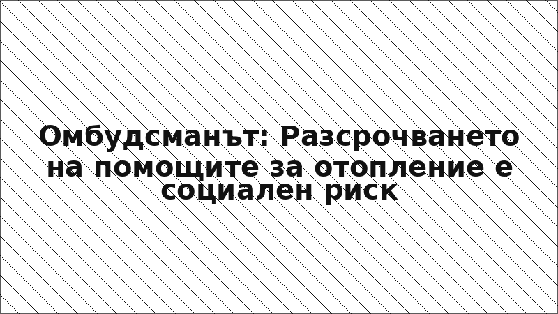 Омбудсманът: Разсрочването на помощите за отопление е социален риск